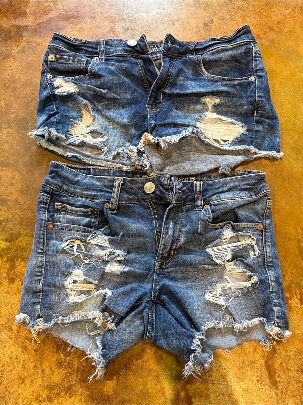 American Eagle Outfitters Distressed Dark Blue Denim Jean Shorts